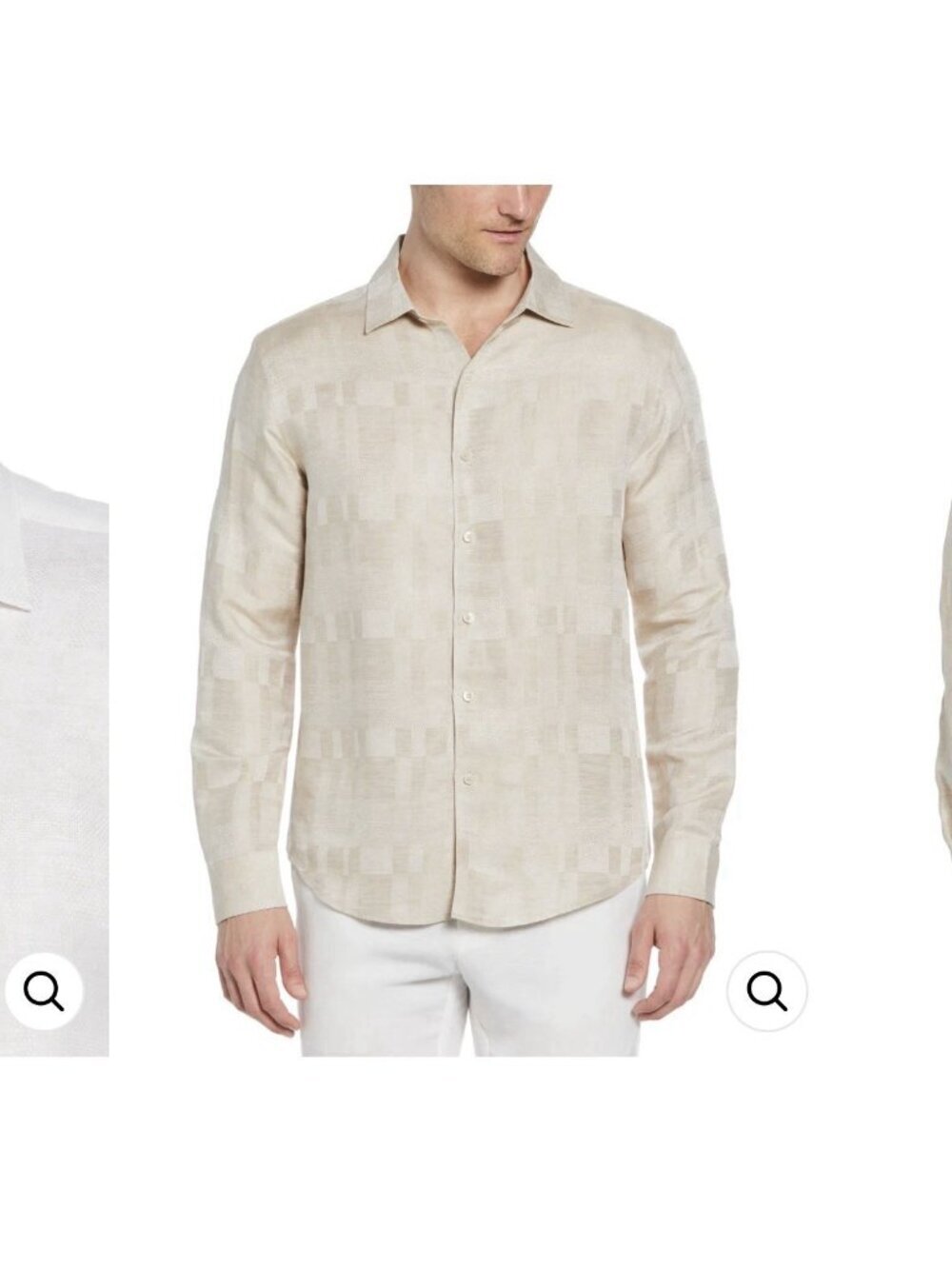 Cubavera Long Sleeve Linen Blend Geometric Textured Shirt Men XXL